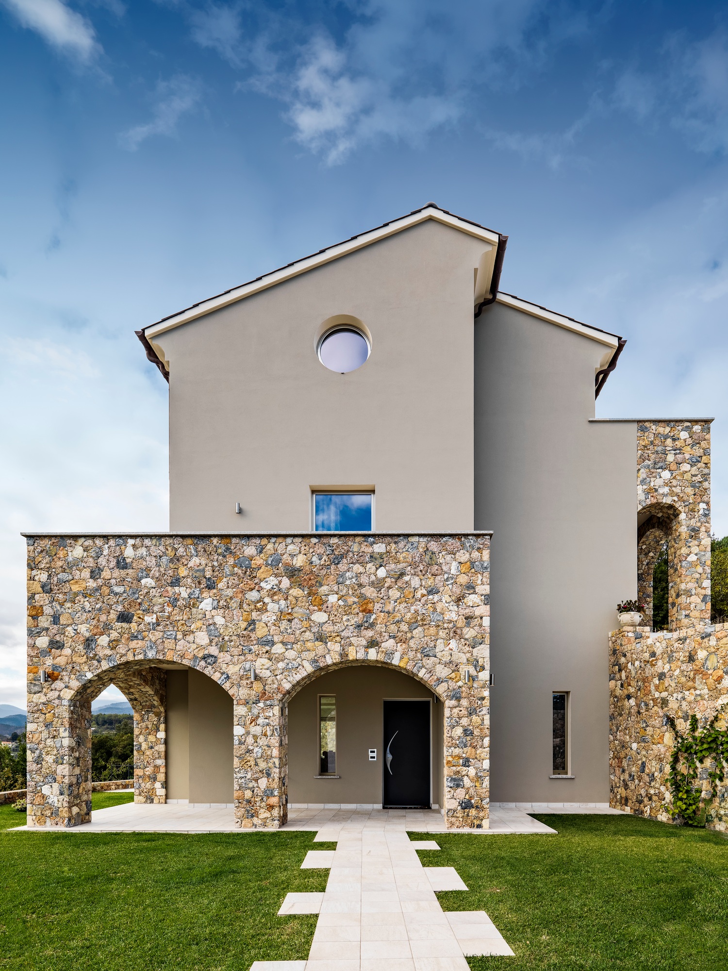 external shot of a modern villa with porch